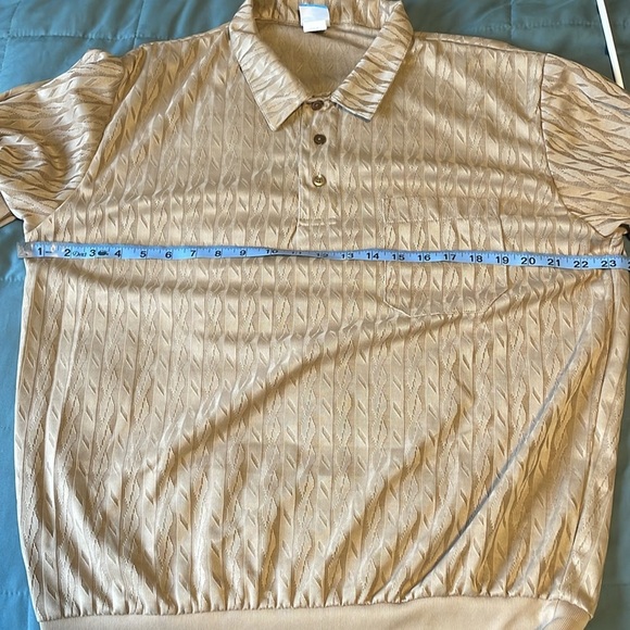 VTG Retro Shirt Haband Collared Large Tan Long Pattern 90s Stag Hill Button - Picture 15 of 15